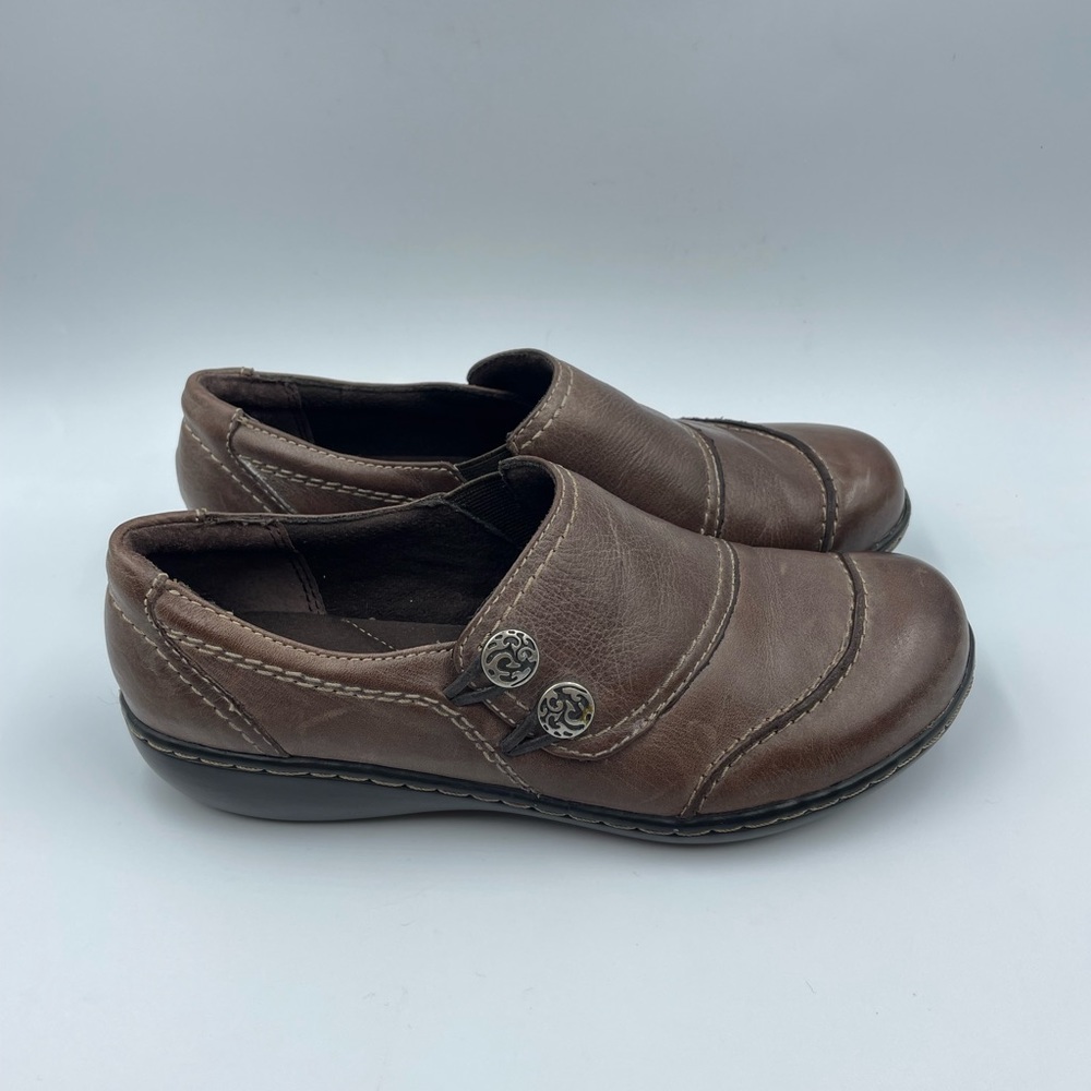 Clarks Ashland‎ Alpine Brown Leather Slip-On Women’s Sz 6